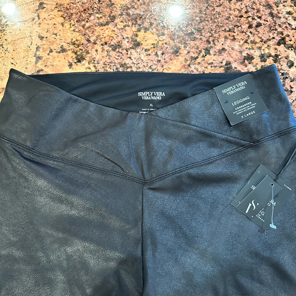 Black Faux Leather Leggings - Picture 3 of 4